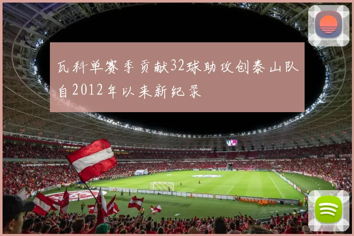 瓦科单赛季贡献32球助攻创泰山队自2012年以来新纪录